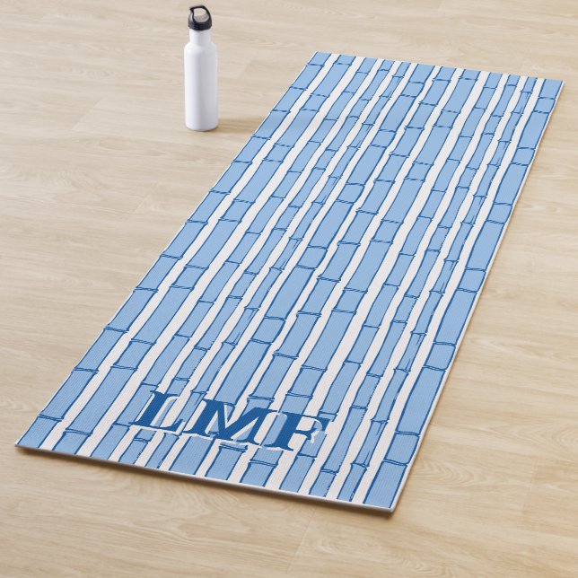 Esterilla De Yoga Bambooey Bamboo Stripe in Blue Personalized (In situ)