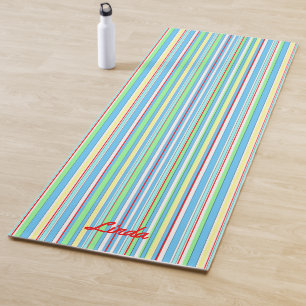 Esterilla De Yoga Bandas combinadas azules claras con nombre
