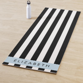 Esterilla De Yoga Bandas en blanco y negro, rayas, líneas, nombre