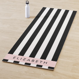 Esterilla De Yoga Bandas en blanco y negro, rayas, líneas, nombre