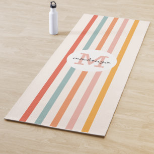 Esterilla De Yoga Bandas retro-coloreadas monogramadas personalizada