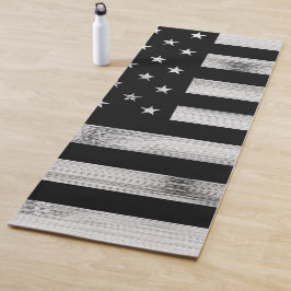 Esterilla De Yoga Bandera estadounidense Rustic Wood Black White Pat
