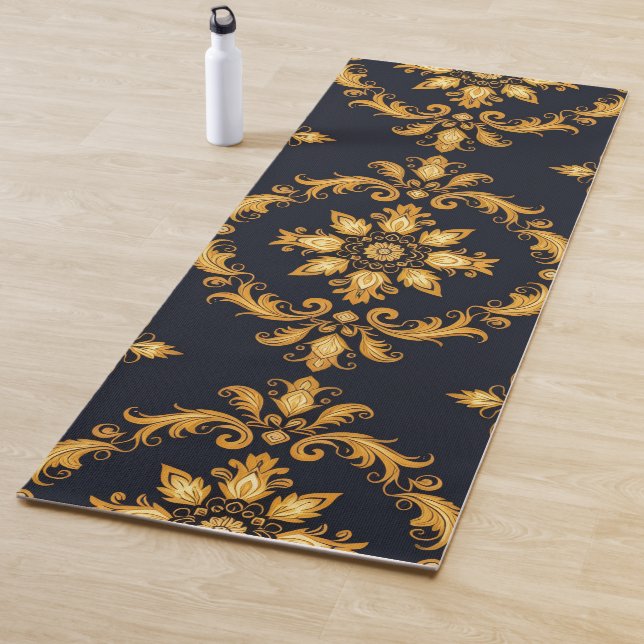Esterilla De Yoga "Barockes Ornament-Muster in Gold und Schwarz" (In situ)