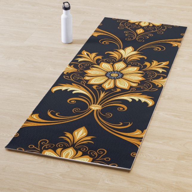 Esterilla De Yoga "Barockes Ornament-Muster in Gold und Schwarz" Dec (In situ)