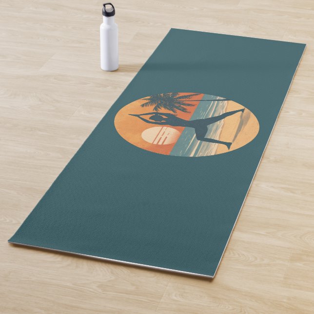 Esterilla De Yoga Beach Sunset Yogi Silhouette | Coastal Life Teal  (In situ)