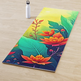 Esterilla De Yoga Belleza floral vibrante abstracta