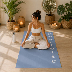 Esterilla De Yoga Bienestar minimalista personalizado azul polvorien