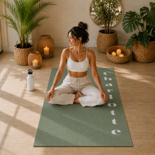 Esterilla De Yoga Bienestar minimalista personalizado verde oliva