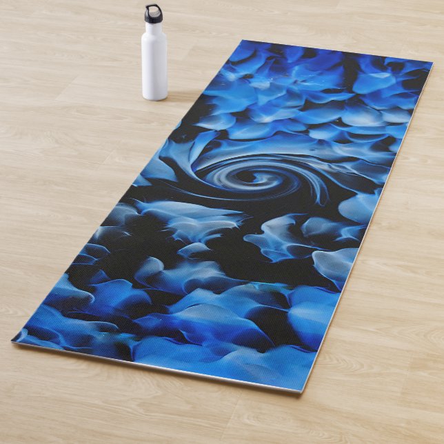 Esterilla De Yoga Black and Blue Fluid Abstract  (In situ)