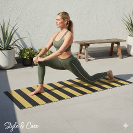 Esterilla De Yoga Black and Metallic Gold Horizontal Striped