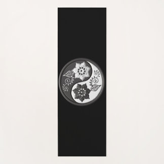 Esterilla De Yoga Black and Silver Floral Yin Yang