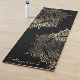 Esterilla De Yoga Black Gold Floral Mandala Hermoso Personalizado os