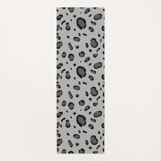 Esterilla De Yoga Black Leopard Pattern On Grey (Anverso)