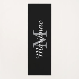 Esterilla De Yoga Black Monogram Name and Initial Personalized