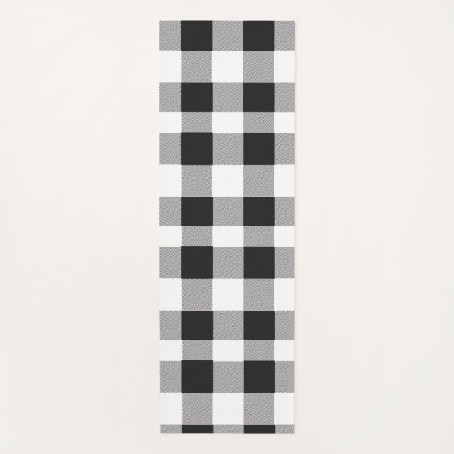Esterilla De Yoga Black White Buffalo Gingham Check Plate Holiday (Anverso)