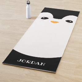 Esterilla De Yoga Blanco negro moderno y lindo pingüino personalizad
