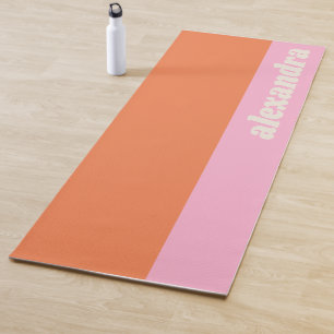 Esterilla De Yoga Bloque de color pastel personalizado rosa y naranj