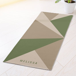 Esterilla De Yoga Bloques de color de triángulo beige marrón y verde