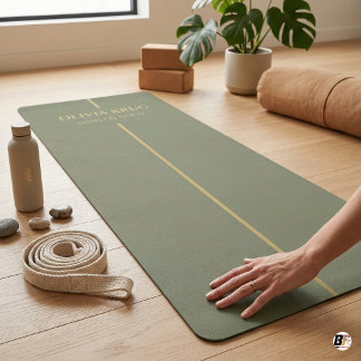 Esterilla De Yoga Bloques minimalistas personalizados en verde salvi