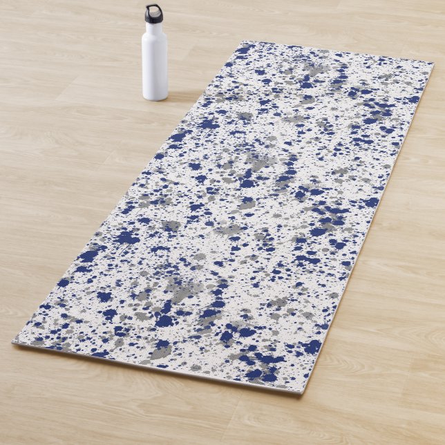 Esterilla De Yoga Blue And Grey Paint Splash And Splatter Pattern (In situ)