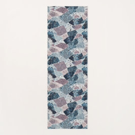 Esterilla De Yoga Blue and Mauve Abstract Terrazzo Design