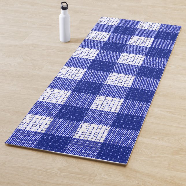 Esterilla De Yoga Blue and White Bold Checkered Plaid Design  (Subido por el creador)