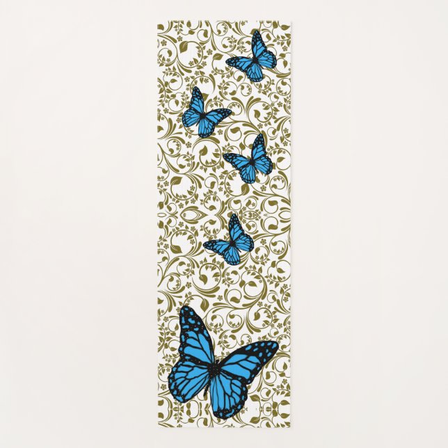 Esterilla De Yoga Blue butterfly gold garden (Anverso)
