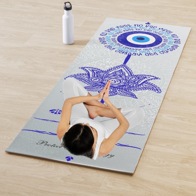Esterilla De Yoga Blue Evil Eye No Bad Vibes Patrones Mandala (Subido por el creador)