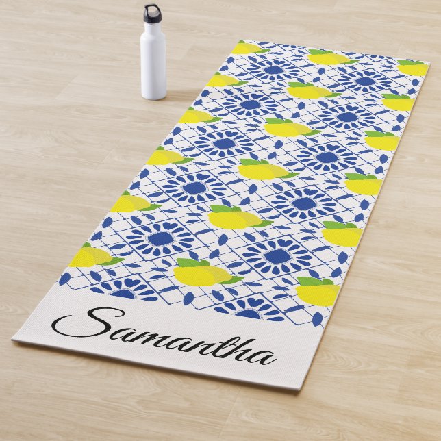 Esterilla De Yoga Blue Geometric Lemon Tile (In situ)