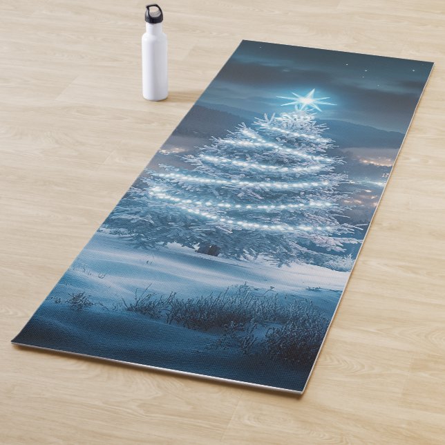 Esterilla De Yoga Blue Glowing Winter Night Christmas Tree (In situ)