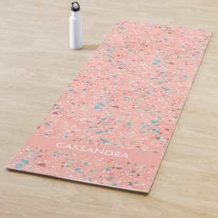 Esterilla De Yoga Blue Mint Green Coral Blanco Rojo Rosa Terrazzo Ar