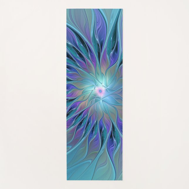 Esterilla De Yoga Blue Purple Flower Dream Resumen arte fractal (Anverso)