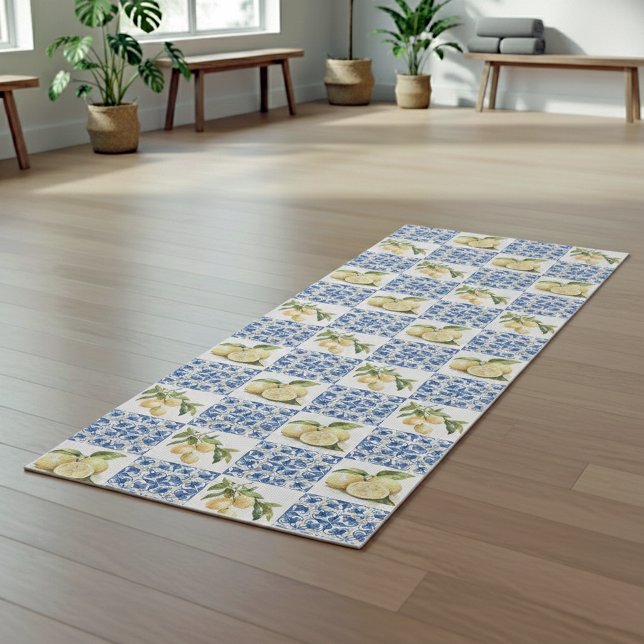 Esterilla De Yoga Blue Tile French Country Lemon Pattern (Subido por el creador)