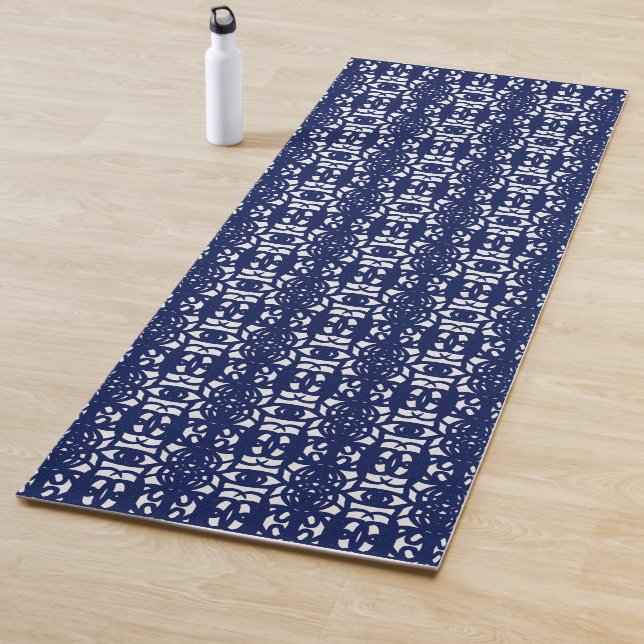 Esterilla De Yoga Blue & White Unique Abstract Pattern (In situ)