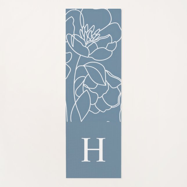 Esterilla De Yoga Blue Wildflower Watercolor Custom Name (Anverso)