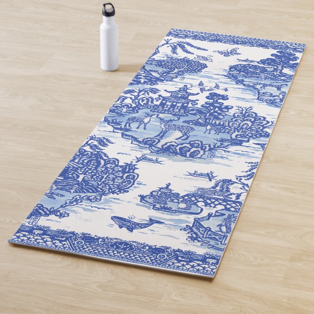 Esterilla De Yoga Blue Willow Animal Rabbit Deer Fox Bird Toile (In situ)