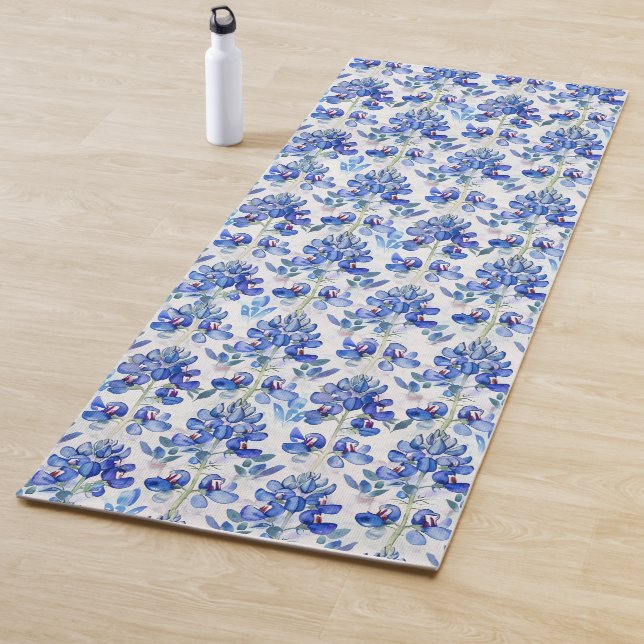 Esterilla De Yoga Bluebonnet Floral Pattern Blue and White (In situ)