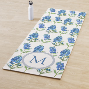Esterilla De Yoga Bluebonnets Patrón de acuarela azul de Texas