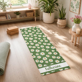 Esterilla De Yoga Boho Daisy Estampado Floral Nombre Verde 