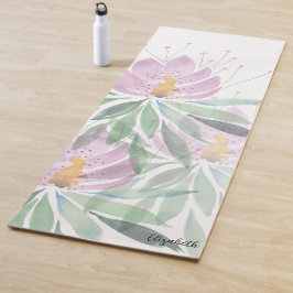 Esterilla De Yoga Boho Floral Cute Verde Rosa Personalizado