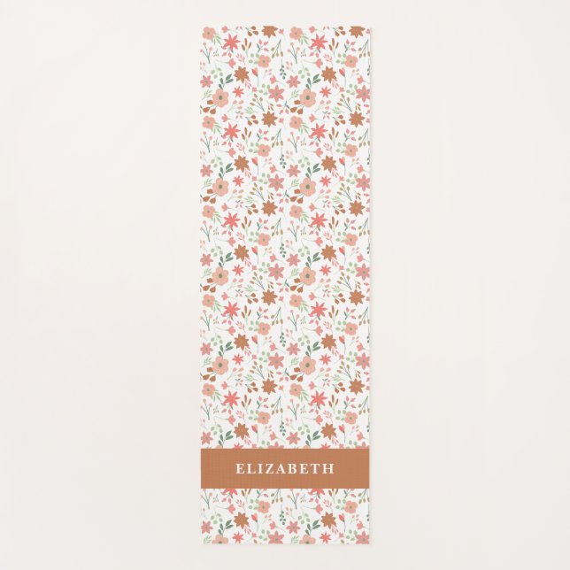 Esterilla De Yoga Boho Floral Terracotta Modern Personalized (Anverso)
