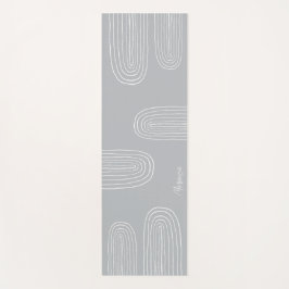 Esterilla De Yoga Boho Gray Mid Century Moda Arcoiris Monogramado
