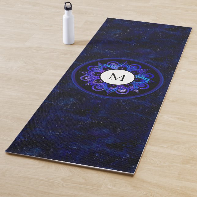Esterilla De Yoga Boho Indigo azul Universo Galaxia Mandala Monogram (In situ)