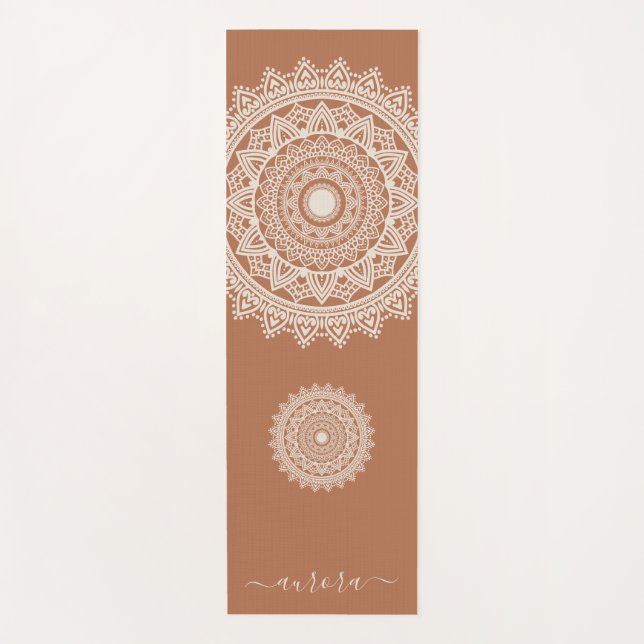 Esterilla De Yoga Boho Ivory Mandala en nombre personalizado de Terr (Anverso)