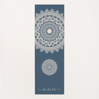 Esterilla De Yoga Boho Ivory Mandala sobre el nombre personalizado a