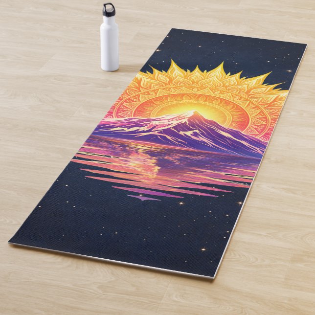 Esterilla De Yoga Boho Mandala Mountain Sunset | Cosmic Night Sky (In situ)