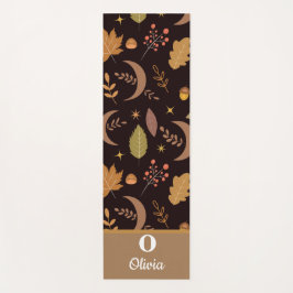 Esterilla De Yoga Boho Moon con hojas de otoño monogramadas