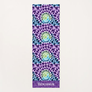 Esterilla De Yoga Boho Patrón de Tinte de Nudos en Púrpura Verde Tur