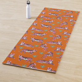 Esterilla De Yoga Boho Pink Orange Jungle Tiger Animal Pattern