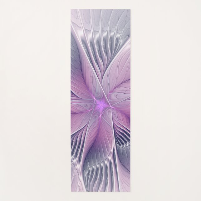 Esterilla De Yoga Bonito Flor Rosa Moderna Resumen Arte Fractal (Anverso)